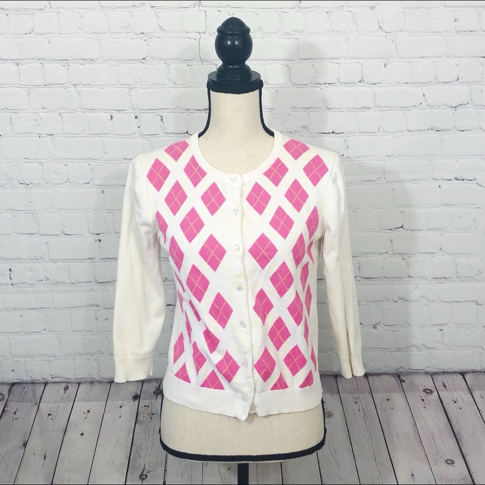 Tweeds Checkered White Cardigan Size M